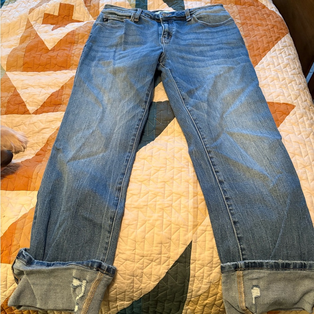 Kancan x Maurices Mid Rise Ripped Cuff Hem Slim Straight Jeans